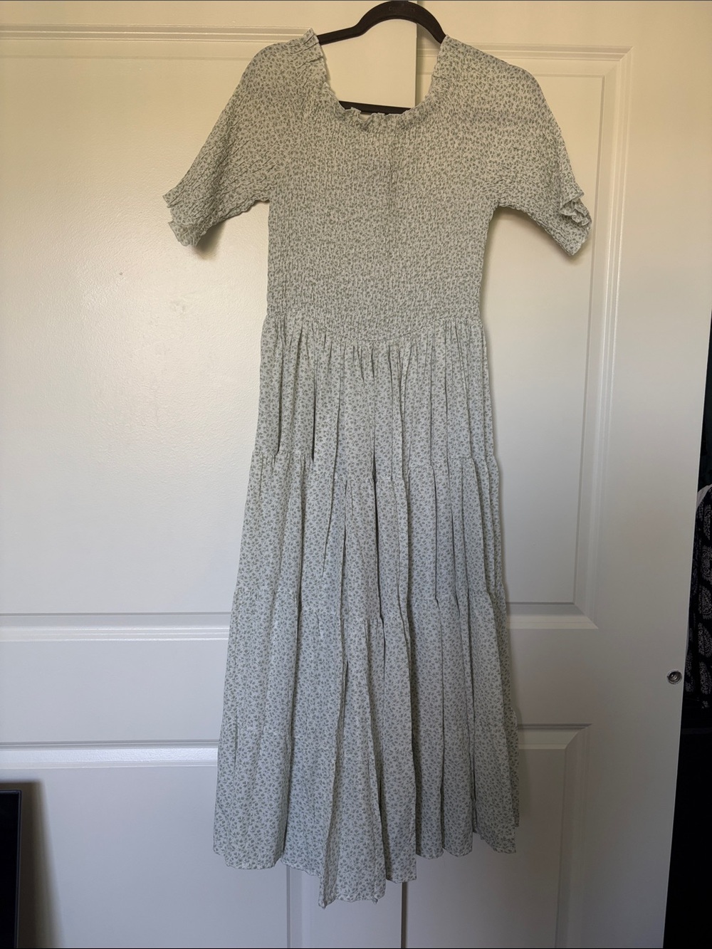 Dressed in LALA Light Sage Floral Tiered Midi Dress